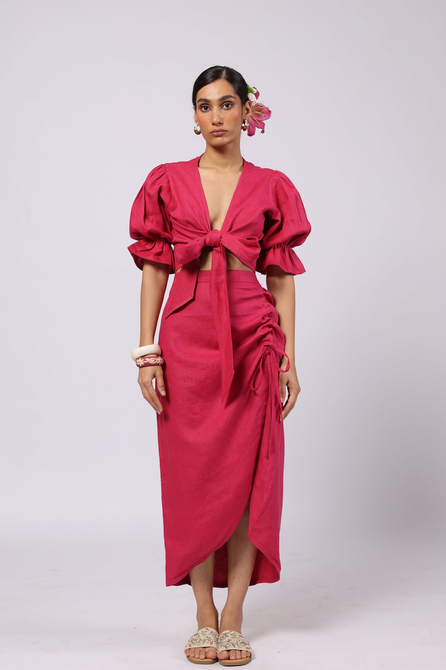 Gaia Linen Skirt Magenta