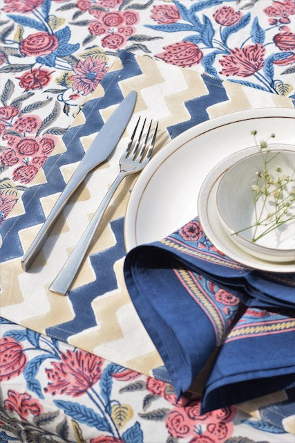 Blue Chevron Cotton Canvas Placemats