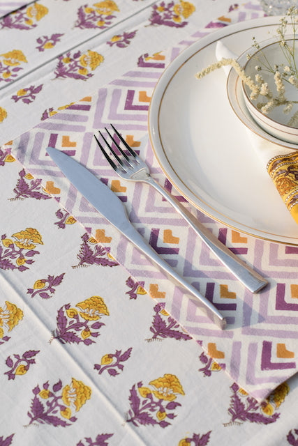 Purple Geometric Cotton Canvas Placemats