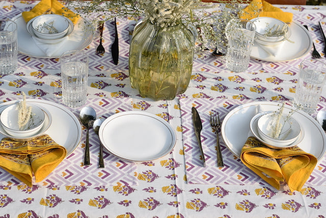 Purple Geometric Cotton Canvas Placemats
