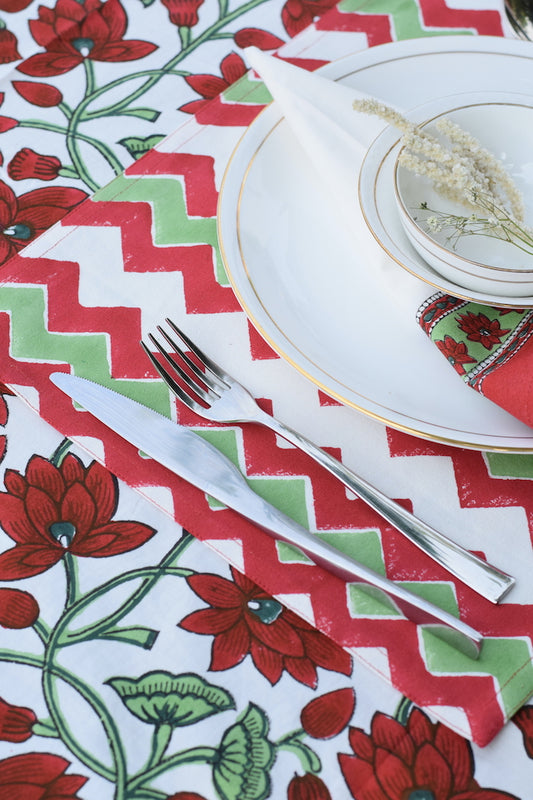Maroon Chevron Cotton Canvas Placemats