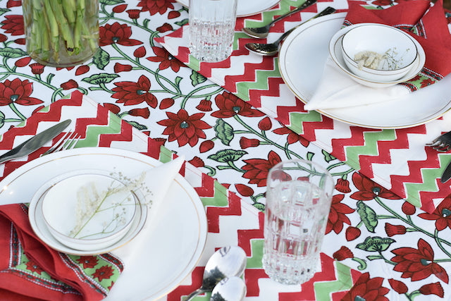 Maroon Chevron Cotton Canvas Placemats