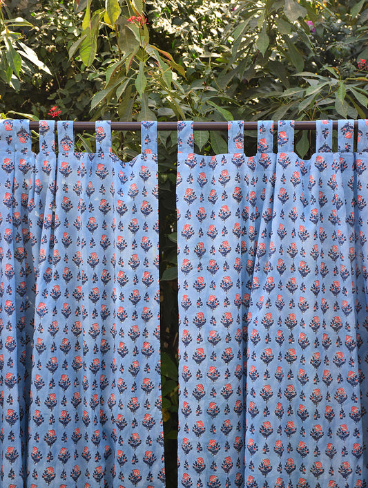 Blue Gad Kalika Mulmul Curtain