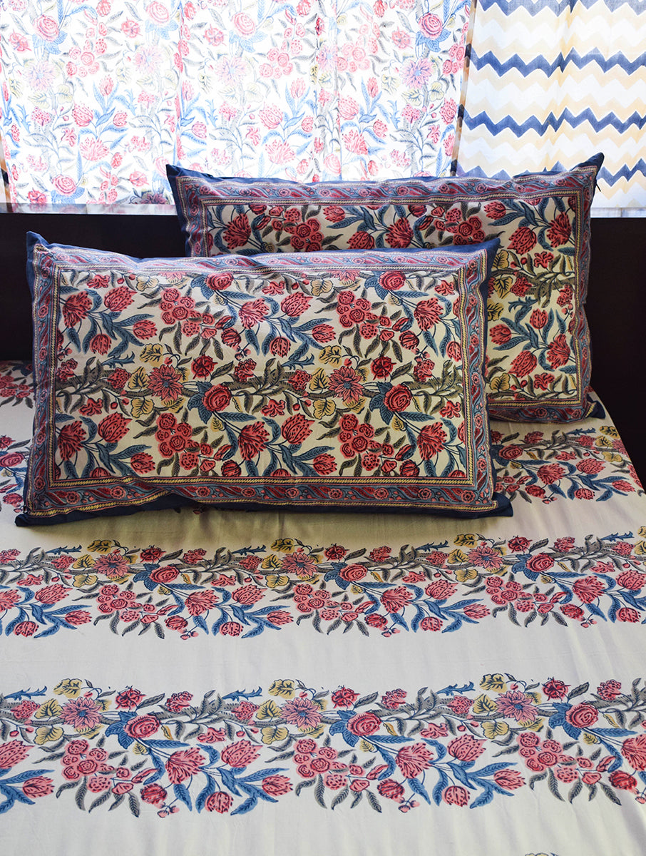 Kyaari Blue Cotton Bedsheet