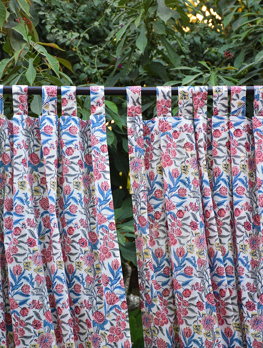 Blue Kyaari Jaal Mulmul Curtain