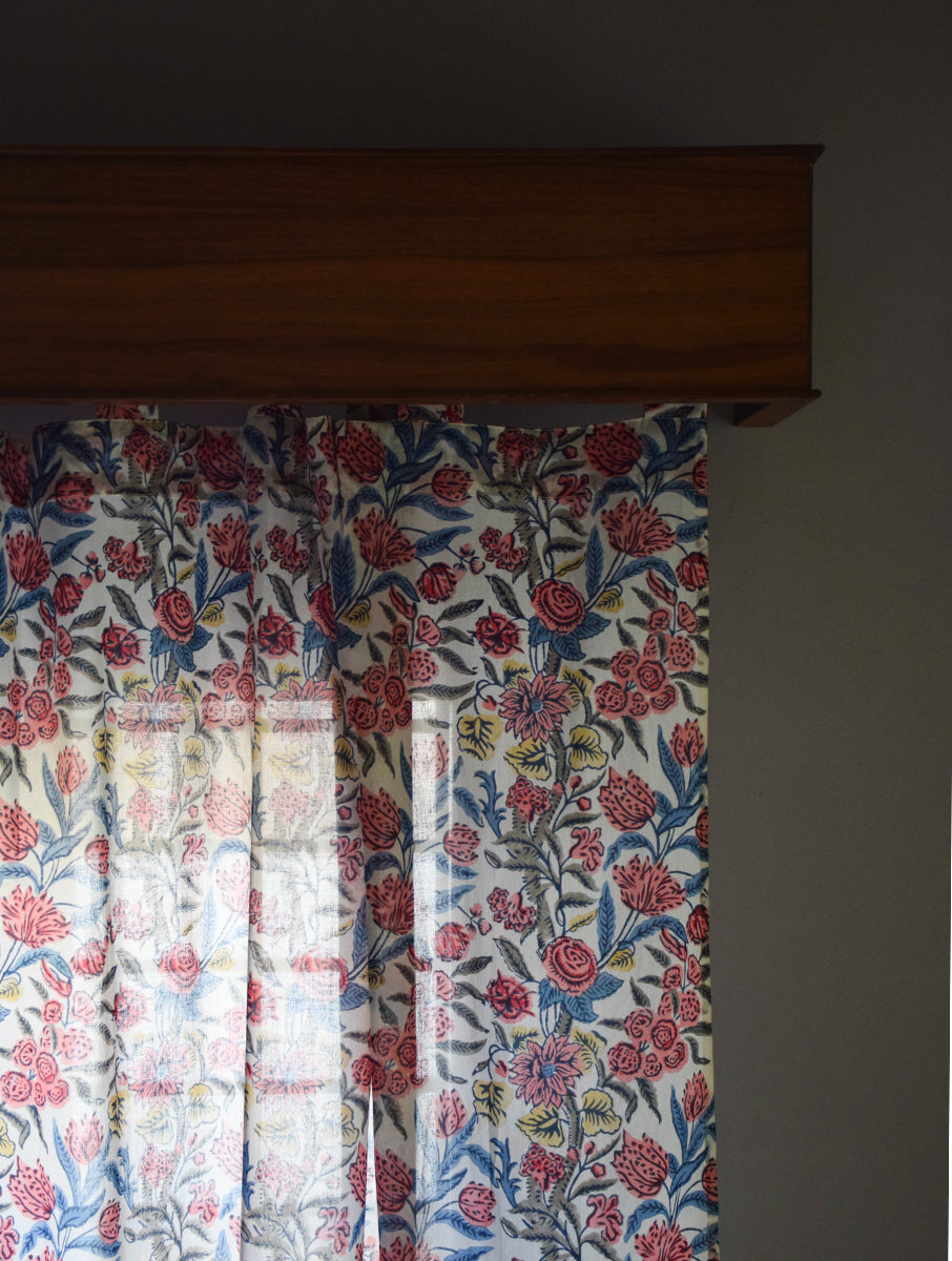 Blue Kyaari Jaal Mulmul Curtain