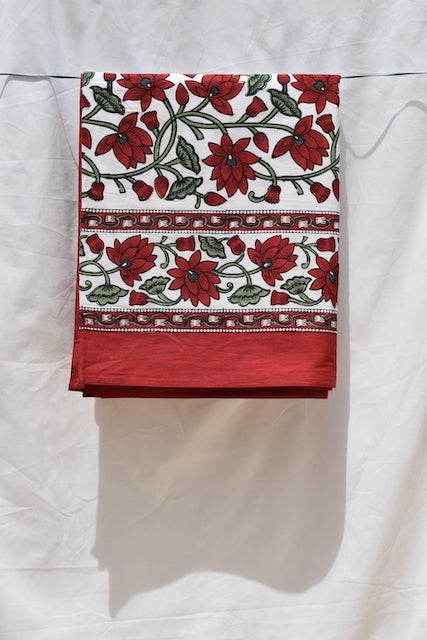 Padma Maroon Cotton Table Cover