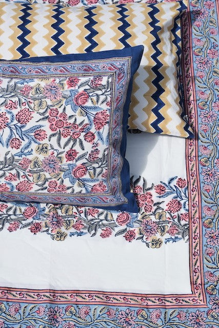 Kyaari Blue Cotton Bedsheet