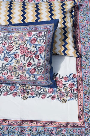 Kyaari Blue Cotton Bedsheet