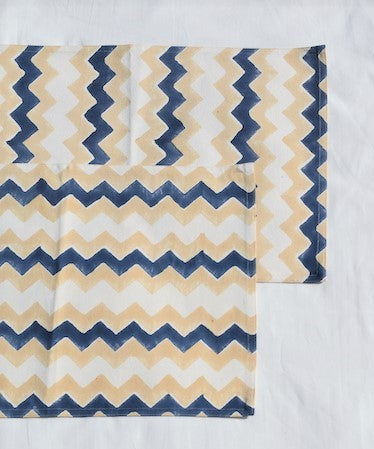 Blue Chevron Cotton Canvas Placemats