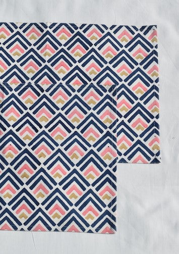 Blue Geometric Cotton Canvas Placemats
