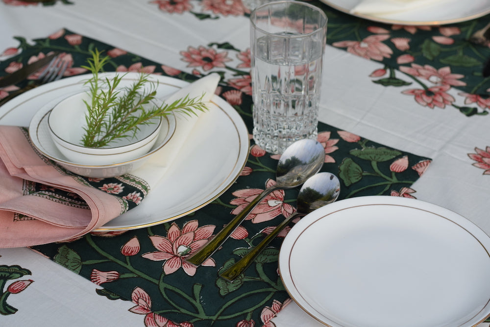 Green Padma Cotton Canvas Placemats