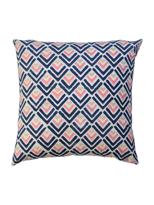 Blue Geometric Cotton Cushion Cover