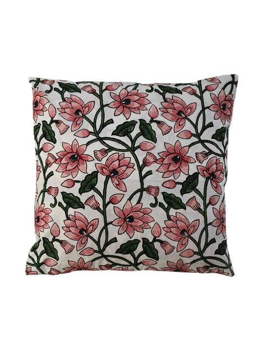 Pink Padma Jaal Cotton Cushion Cover