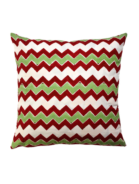 Maroon Chevron Cotton Cushion Cover