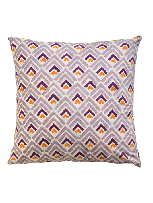 Purple Geometric Cotton Cushion Cover