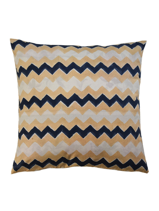 Blue Chevron Cotton Cushion Cover