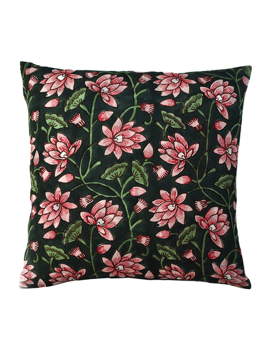 Green Padma Jaal Cotton Cushion Cover