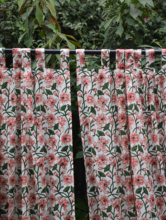 Pink Padma Jaal Mulmul Curtain
