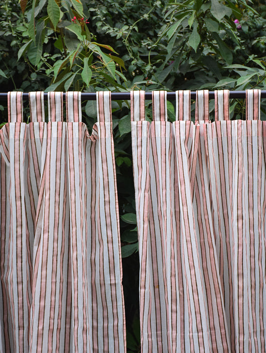 Pink Stripes Mulmul Curtain
