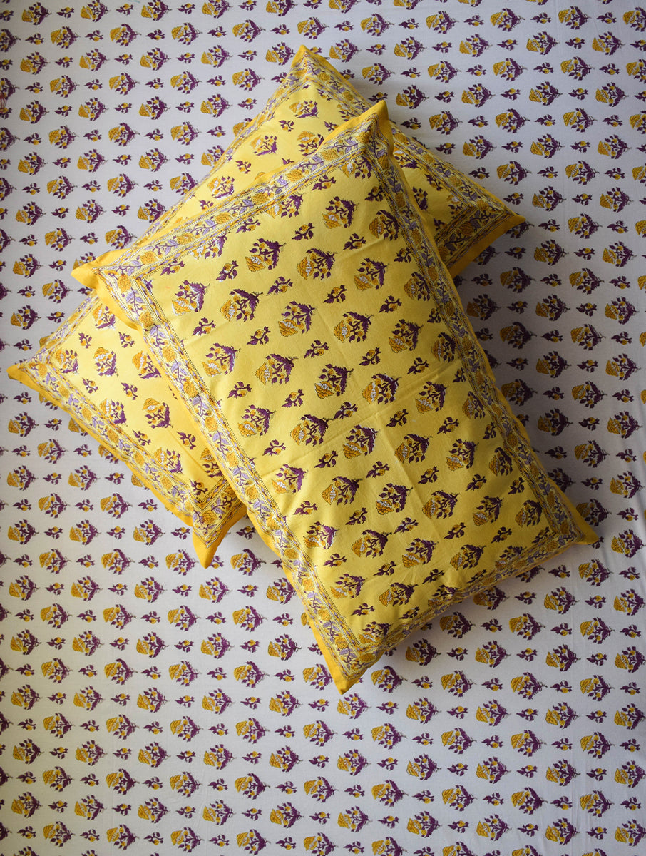 Kalika Yellow Cotton Bedsheet