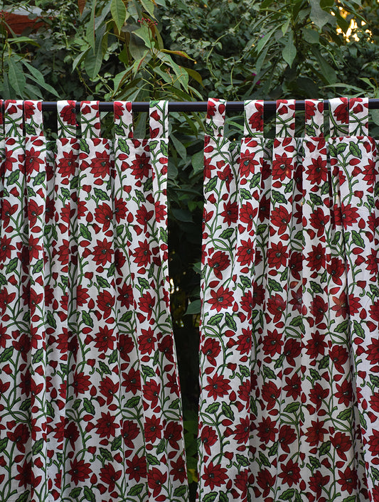 Maroon Padma Jaal Mulmul Curtain