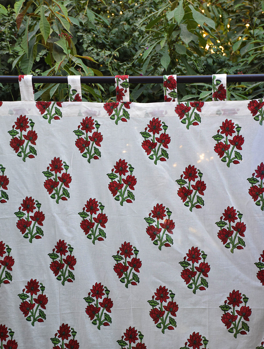 Maroon Padma Buta Mulmul Curtain