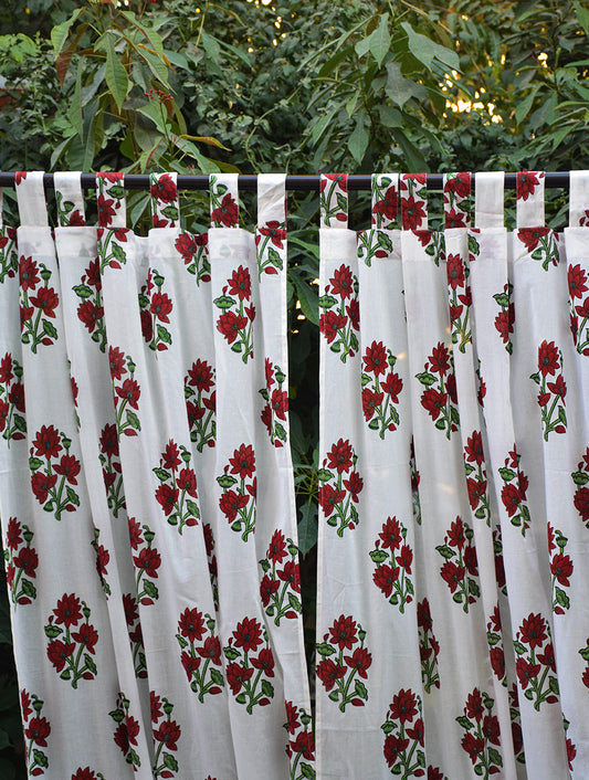 Maroon Padma Buta Mulmul Curtain