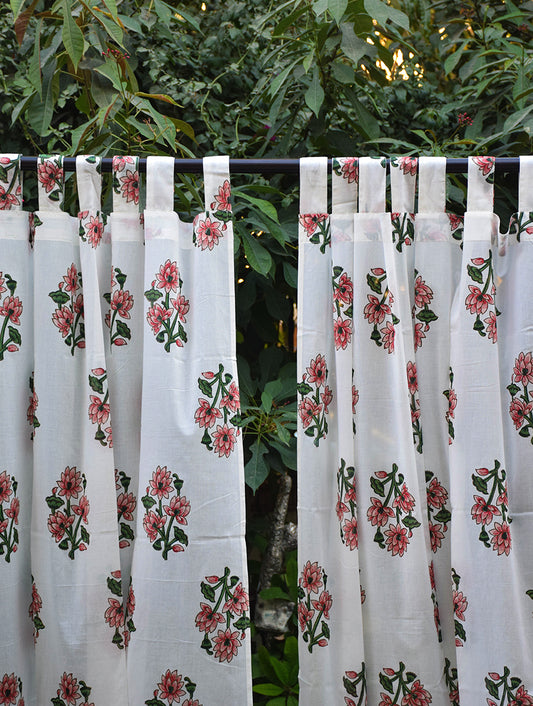 Pink Padma Buta Mulmul Curtain